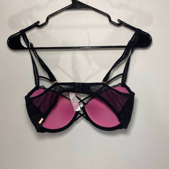 PINK Victoria's Secret Black Lace Date Push-Up Bra - Picture 3 of 4